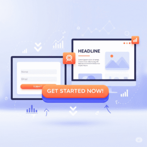 AI generated image illustrating the use of forms, landing pages and CTAs