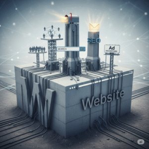 AI generated image illustrating the website as the foundation of a company's marketing strategy
